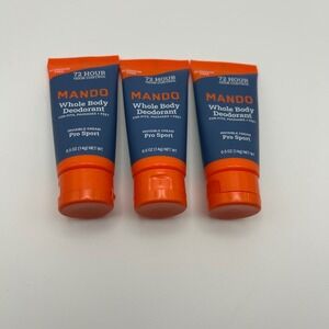 Mando Whole‎ Body Deodorant Pro Sport Invisible Cream 0.5 oz Travel Size 3 pk